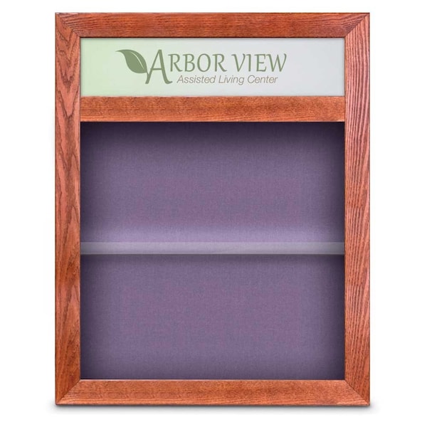 Outdoor Enclosed Combo Board, 42"x32", Satin Frame/Blk Porc & Med Grey